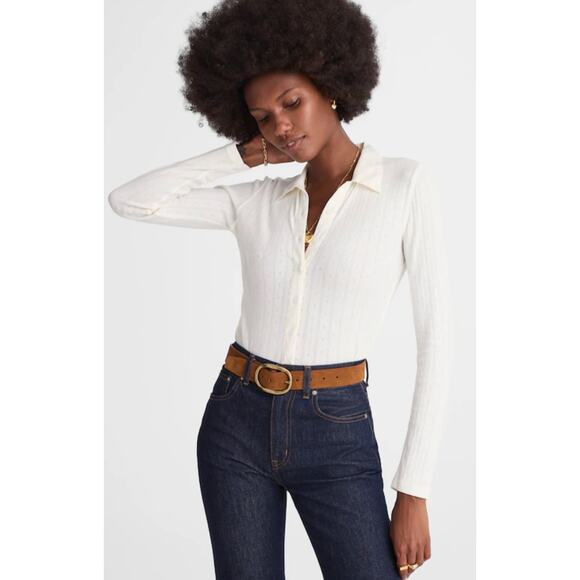 Madewell Tops - Madewell | NWT Pointelle-Knit Cardigan Top Vintage Ivory | Sz XS